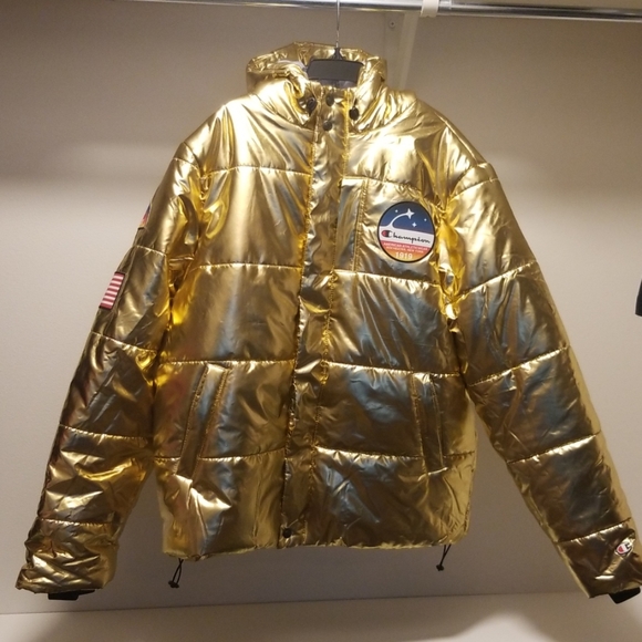 champion gold puffer jacket